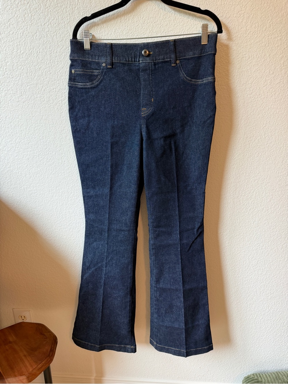 Spanx Dark Wash Flare Jeans Pants - Navy Blue
